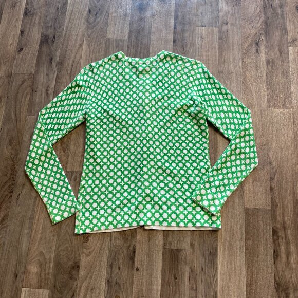Charter Club Green Geometric Button Front Lightweight Cardigan Size Small - Picture 3 of 7
